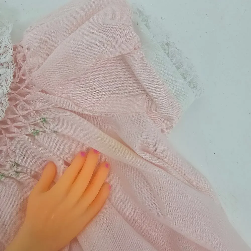 Vintage Polly Flinders Pink Lace Ruffle Frilly Smocked Dresses TWINS NB 0-3 mo